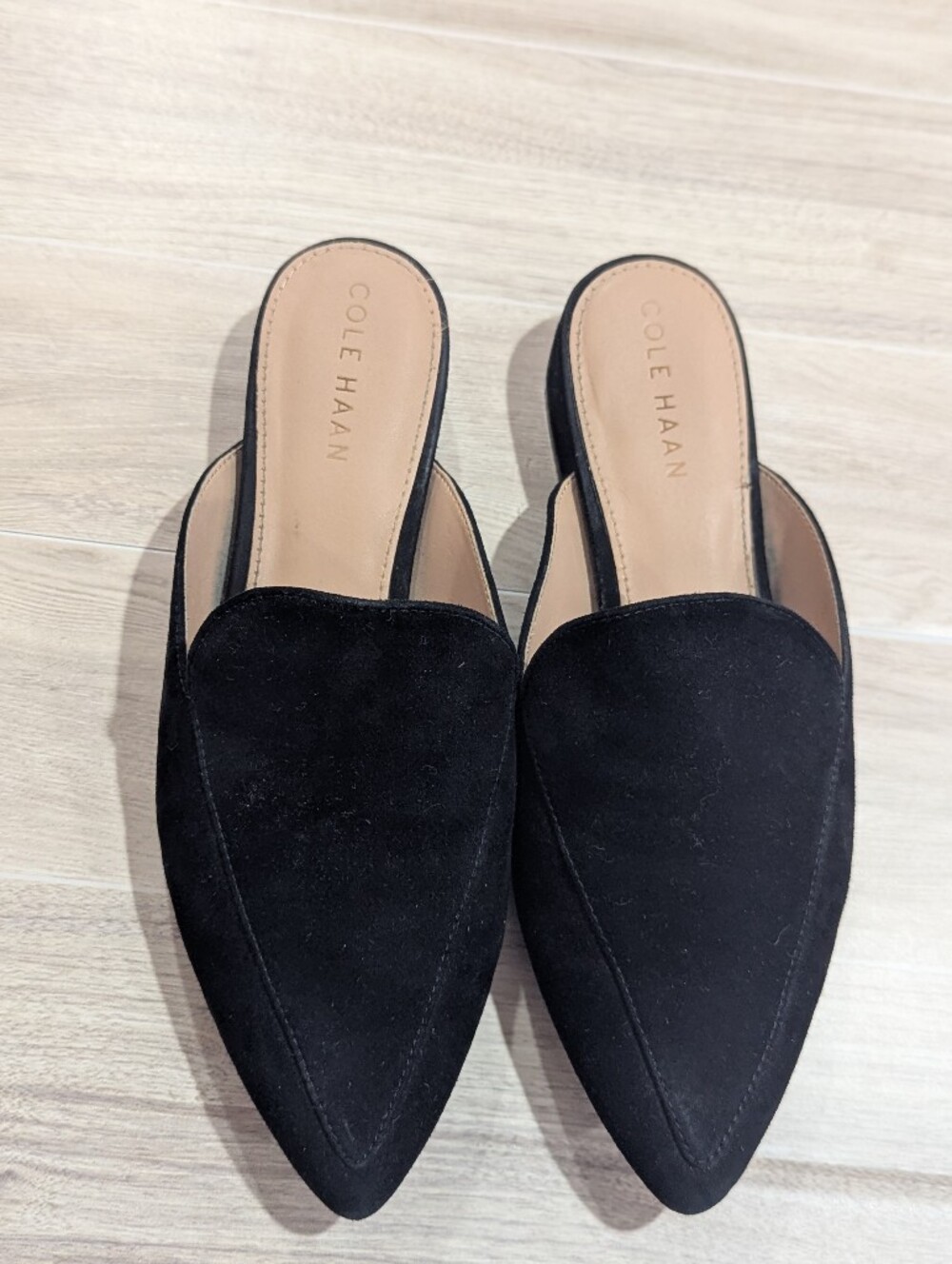 Cole Haan Mules Piper Casual Black Suede Shoes Sz 6B *See Note